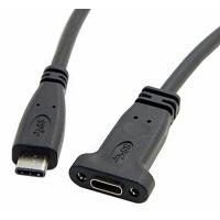 USB-C 5Gbps 15W Extender Cable for Panel Mount, 1m