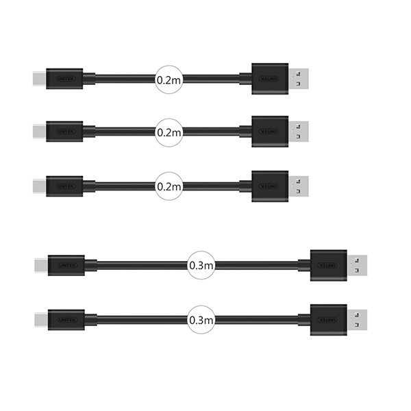 Unitek 5-Pack Premium MicroUSB To USB Cable, 0.3+0.2m 3