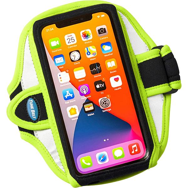 Tune Belt Armband Holder Case for 6.4-6.5\" Screen Cell Phones, Neon Yellow