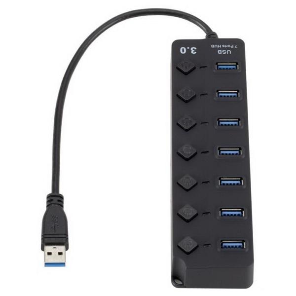 USB 5Gbps 7-Port Hub w/ Power Adapter and On/Off Switch