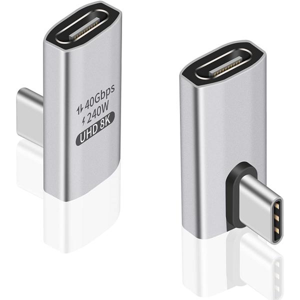 USB-C 40Gbps 240W Male to Female Adapter, 90-Degree Left Angle