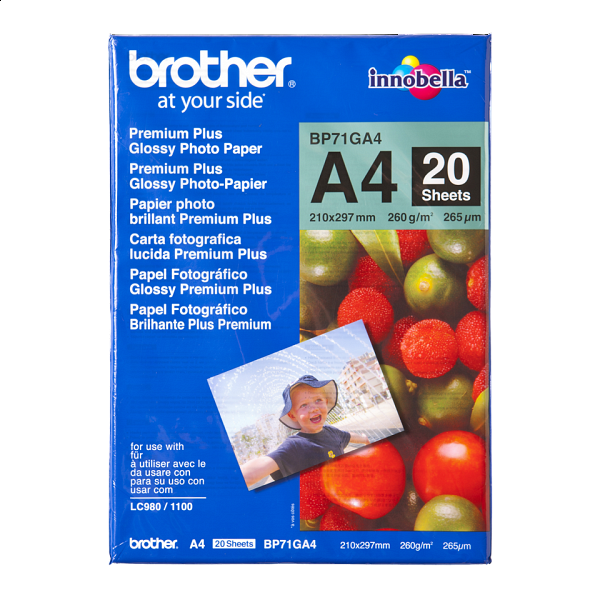 Brother Glossy A4 Photo Paper 260gsm, 20 sheets