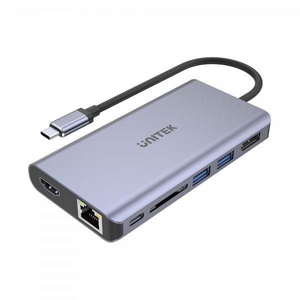 Unitek USB3.1 Type-C Multi-Port Hub 2xUSB + RJ45 + HDMI + DP + Card Reader + 1xUSB-C with 100W Power Delivery
