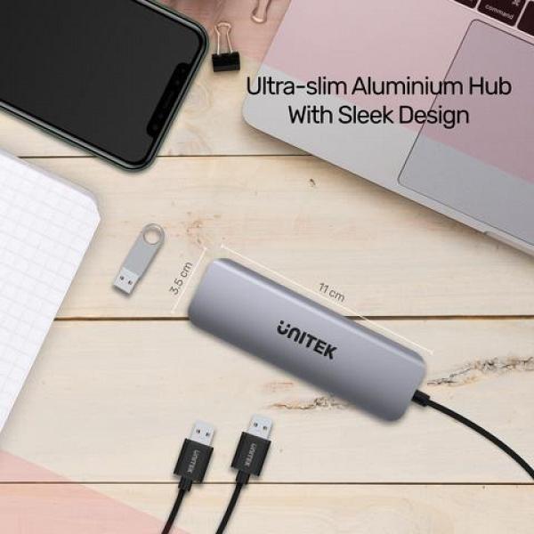  Unitek Aluminium 4-port USB-C w/ Adapter Support USB3 6