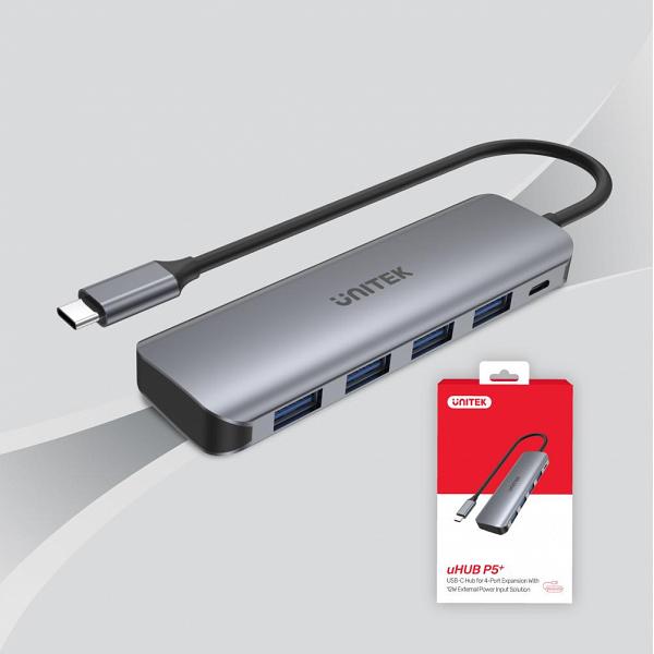  Unitek Aluminium 4-port USB-C w/ Adapter Support USB3 7