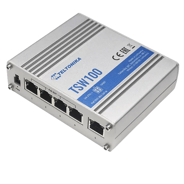 Teltonika Industrial Unmanaged 5-Port PoE+ Switch, 60W