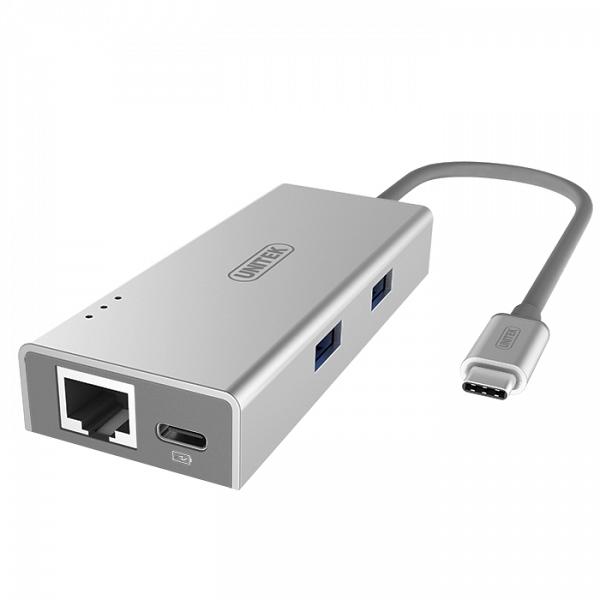 Unitek USB3.1 Type-C Multi-Port Hub 2xUSB + RJ45 + 1xUSB-C with Power Delivery 3